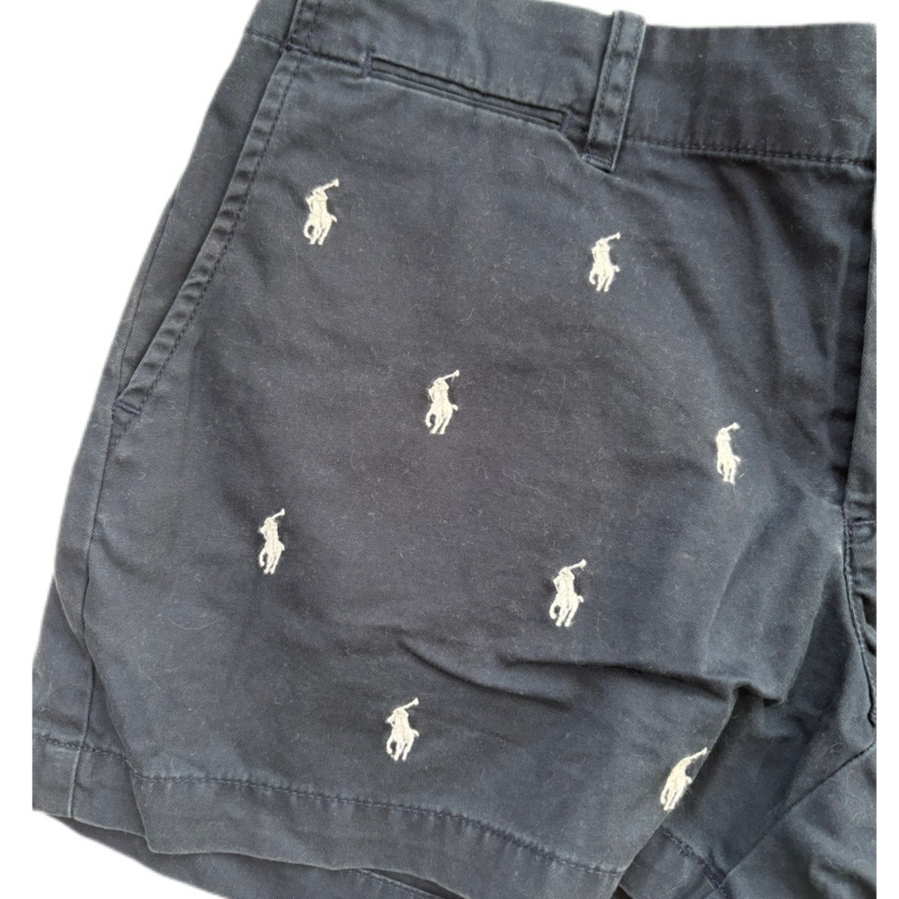 Polo Ralph Lauren Women’s Logo Chino Shorts Navy/White Size 2 - Picture 6 of 6